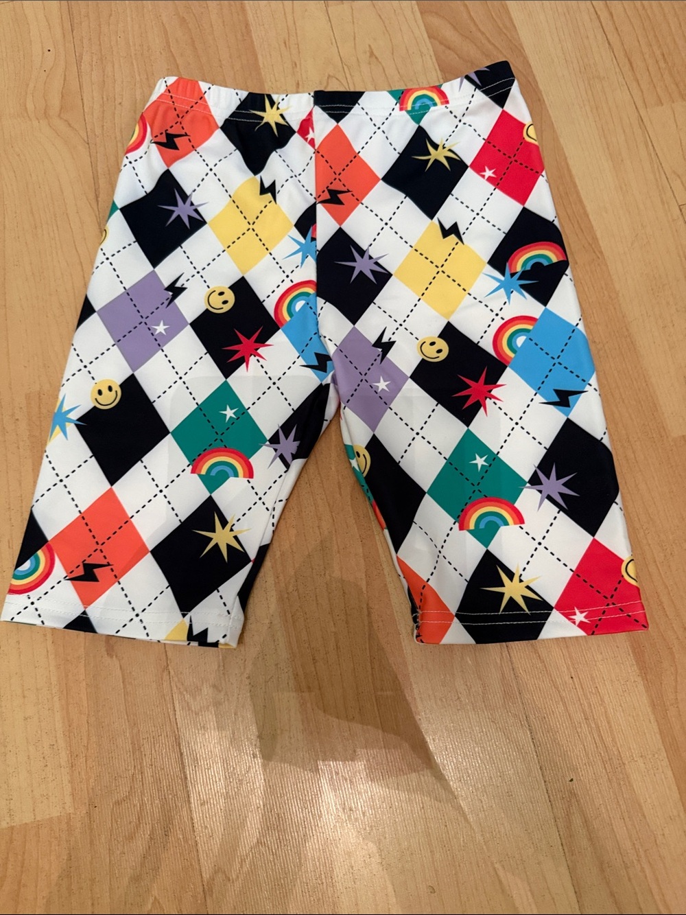 Kids Colorful Argyle Print Stretch Shorts - Multicolor